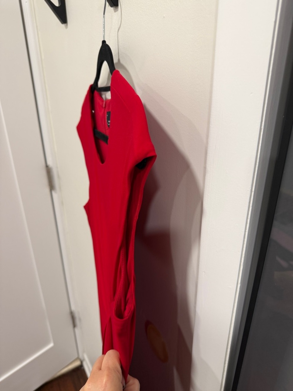EUC Connected Apparel Red Ruffle Detail Asymmetric Dress - Picture 5 of 6